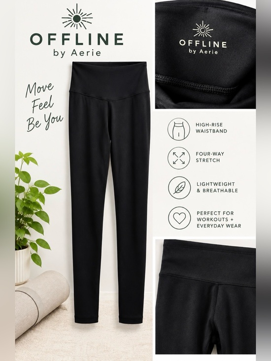 Offline Pants - OFFLINE by Aerie OG Hi-Rise Black Leggings Size Small NWOT Yoga Activewear